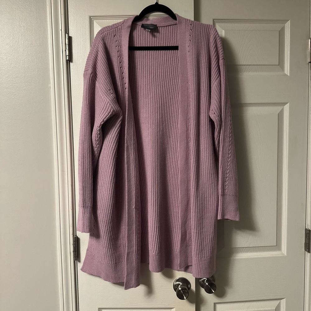 Women's Lavender Open-Front Cardigan